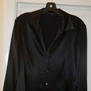 Lafayette 148 New York Sz 8 Black Long Sleeve Sil